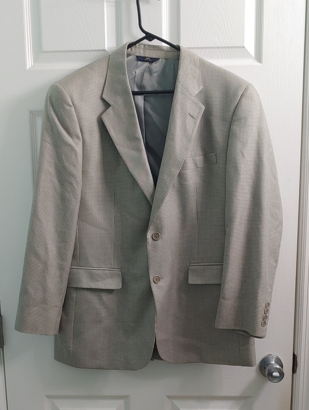 Brooks Brothers Men's 43R Light Gray Houndstooth Blazer Wool Silk Blend